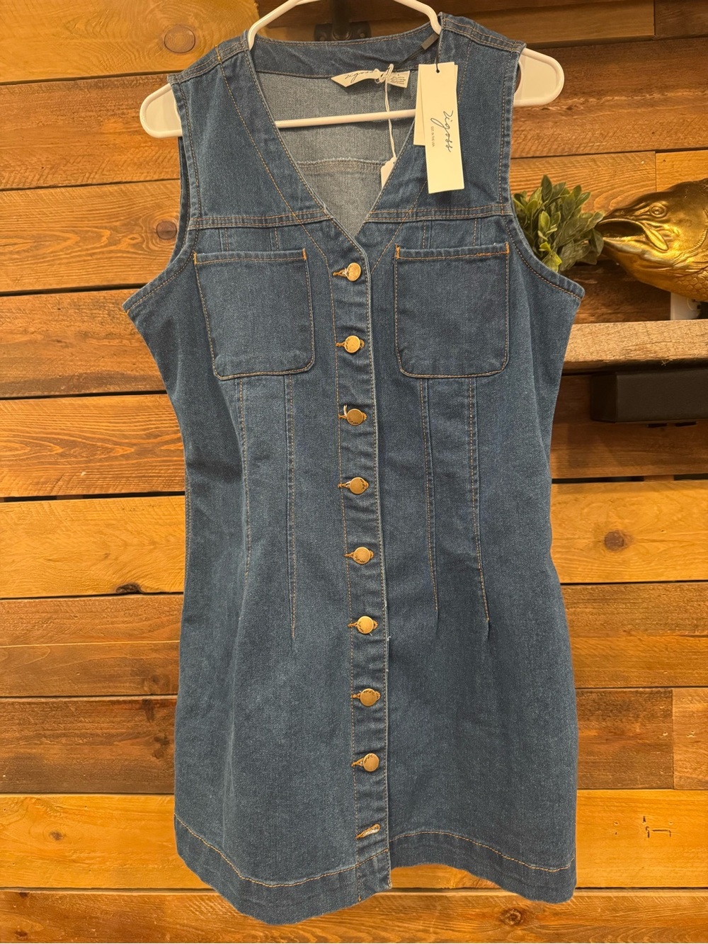 Vigoss Denim Button-Front Dress in Blue